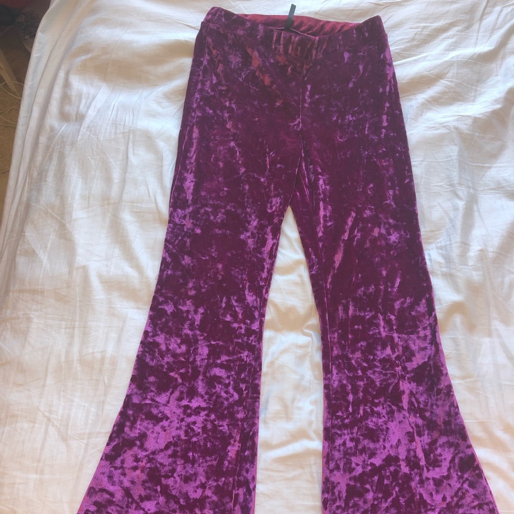 Velvet pink bell bottoms